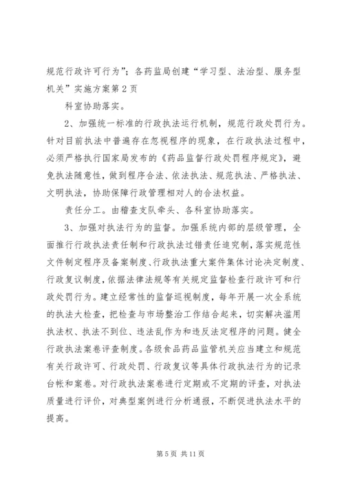 药监局创建“学习型、法治型、服务型机关”实施方案 (3).docx