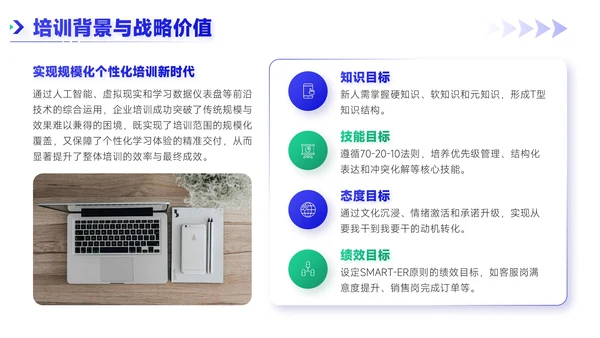 蓝绿双色简约风职场新人入职培训PPT模板
