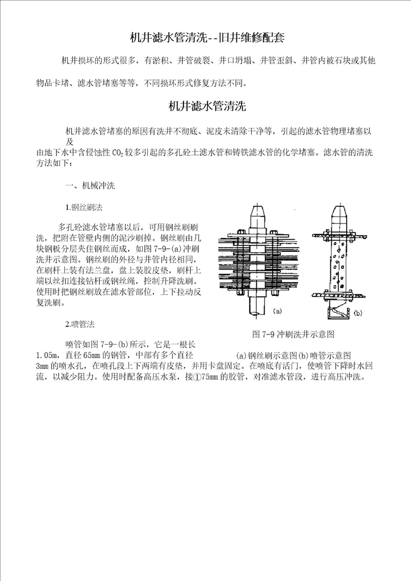 机井滤水管清洗旧井维修配套