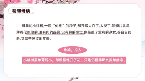 粉色一颗小桃树古风课文七年级语文下册课件PPT模板七年级七年级下册语文课件