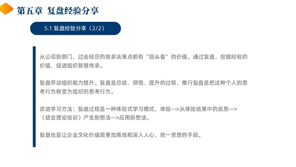 蓝色黄色商务风简约风复盘方法论介绍PPT课件