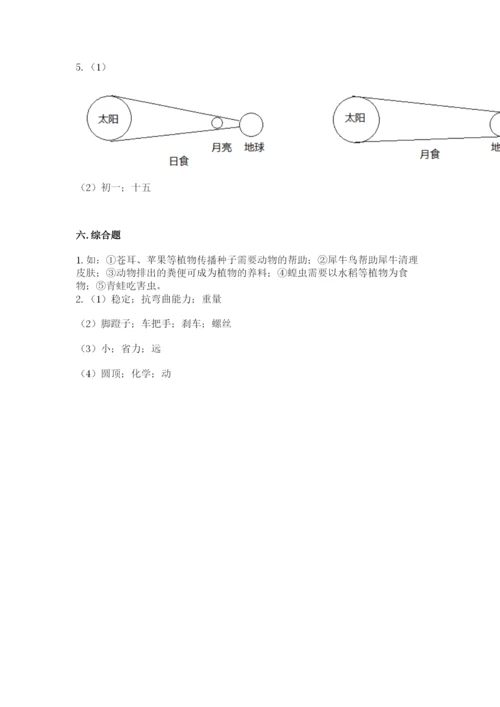 教科版科学六年级下册期末测试卷参考答案.docx