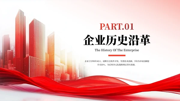 红色商务风企业介绍PPT模板