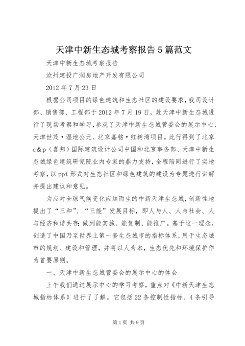 天津中新生态城考察报告5篇范文.docx