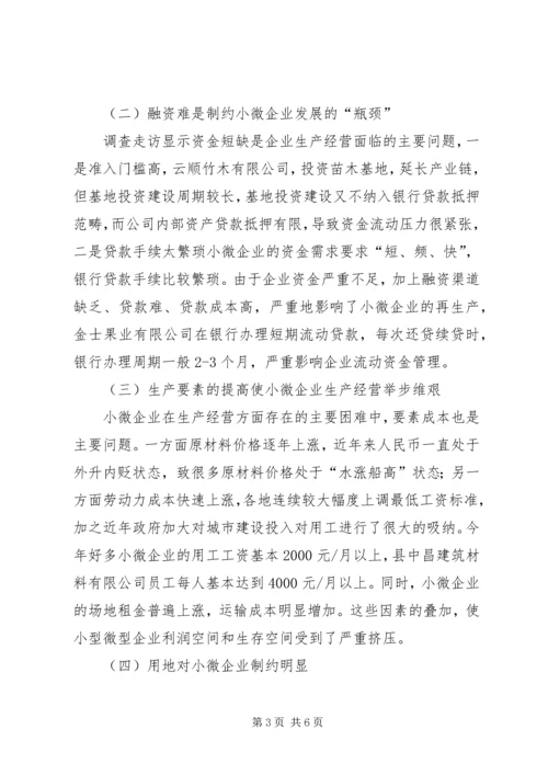 县民企局对中小微企业及民营经济的调研报告.docx