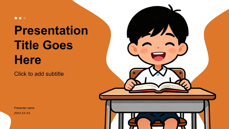 橙色卡通风学生期末表现与成长亮点PPT主题
