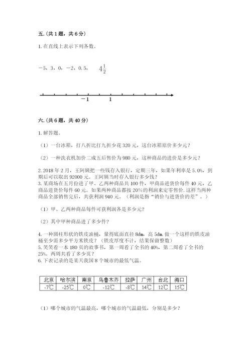 小学六年级下册数学摸底考试题附答案【预热题】.docx