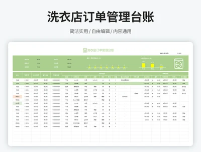 洗衣店订单管理台账（自动统计）