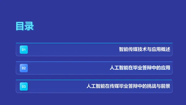 蓝色科技风人工智能在传媒毕业答辩中的应用PPT模板