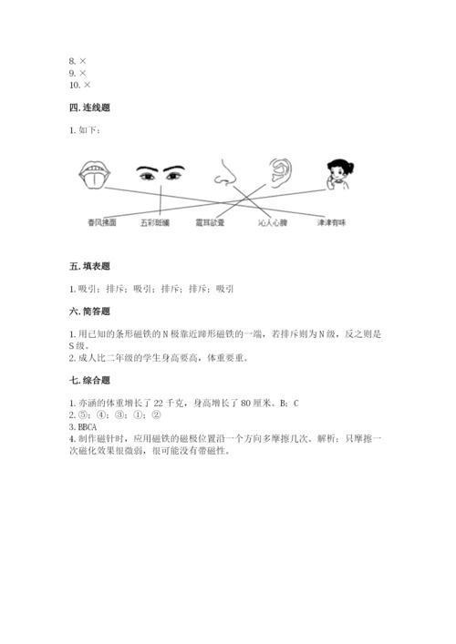 教科版二年级下册科学知识点期末测试卷附答案（满分必刷）.docx