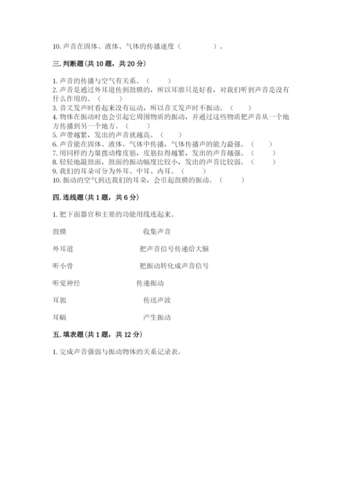 教科版科学四年级上册第一单元声音测试卷及参考答案【典型题】.docx