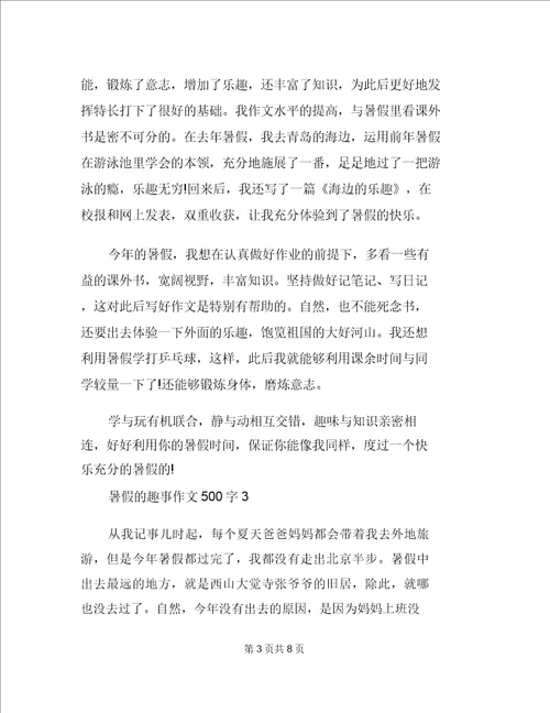 暑假的趣事作文500字