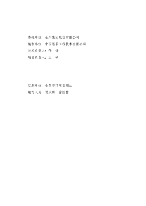 金川集团股份有限公司二矿区850m中段开采工程项目环境影响评估报告.docx