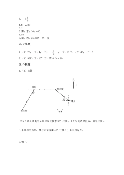 人教版六年级上册数学期中测试卷及参考答案（模拟题）.docx