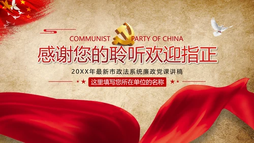 2020年全面从严治党党政党建支部团委学习政法系统廉政党课