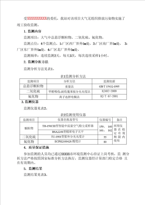环境空气大气验收监测报告