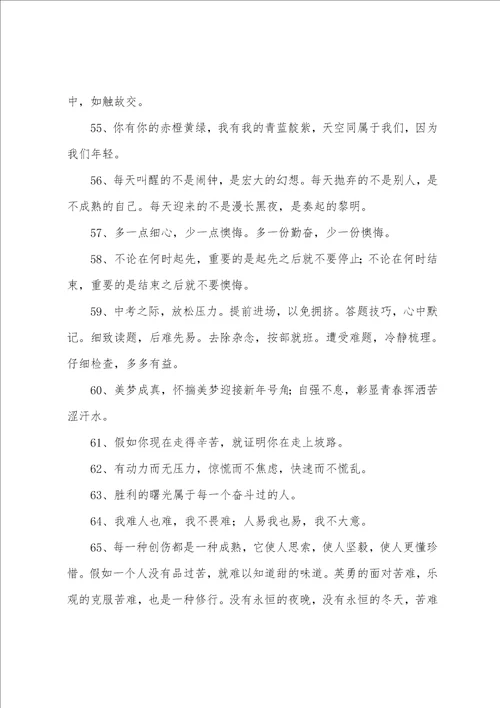 为中考加油的暖心句子有哪些精彩4篇