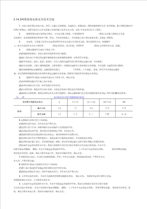 钢梁现场安装安全技术交底