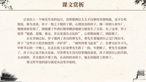 语文课件骆驼祥子插画文学读书分享教师说课PPT模板
