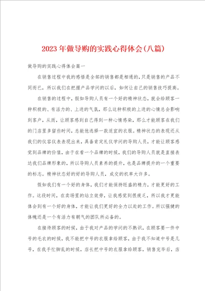 2023年做导购的实践心得体会八篇