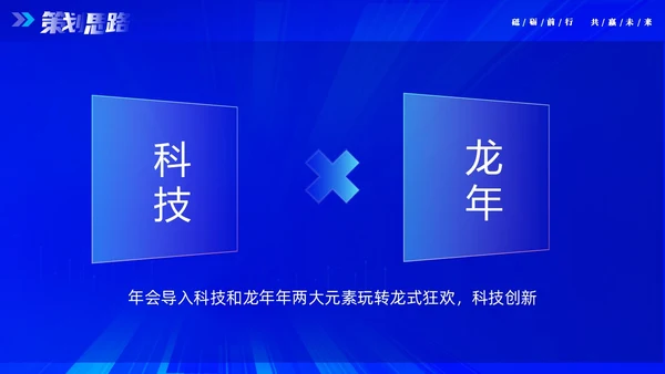 蓝色大气科技砥砺奋进共赢未来企业年会年终颁奖策划PPT