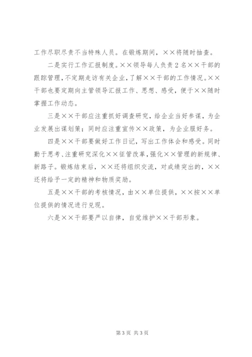 国税局选派中层干部到企业锻炼实施方案精编.docx