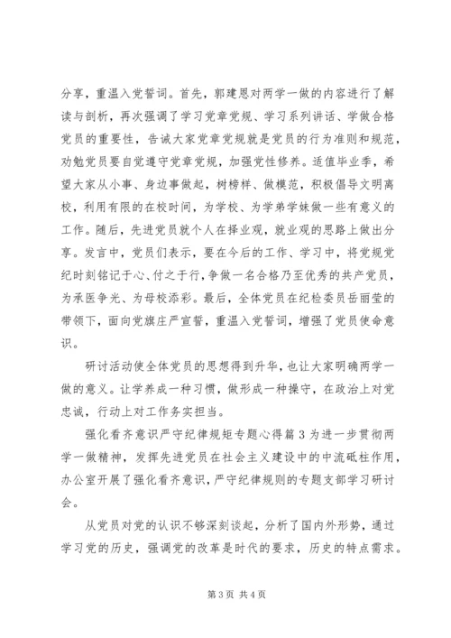 强化看齐意识严守纪律规矩专题心得.docx