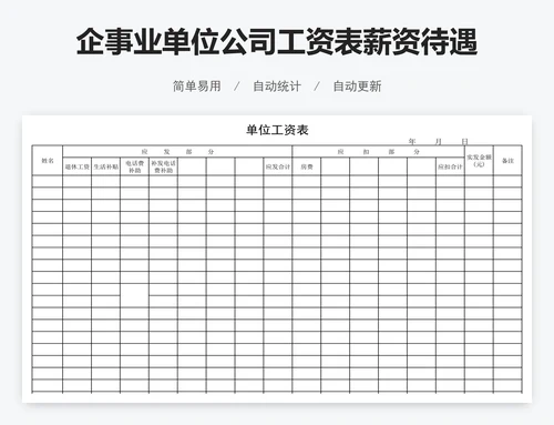企事业单位公司工资表薪资待遇表