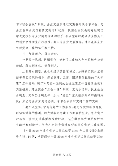 乡镇非公党建工作总结暨工作安排.docx