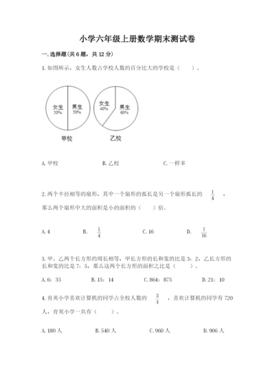 小学六年级上册数学期末测试卷带答案（名师推荐）.docx