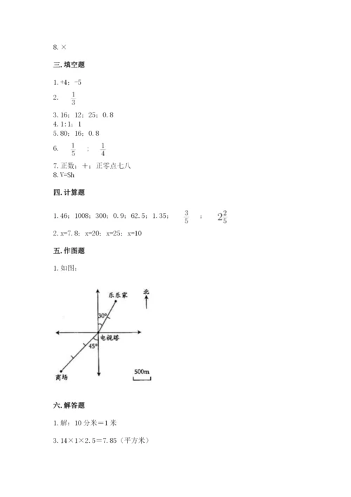 小学六年级下册数学期末卷及参考答案（名师推荐）.docx