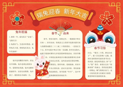 兔年新春大吉手抄报word模板