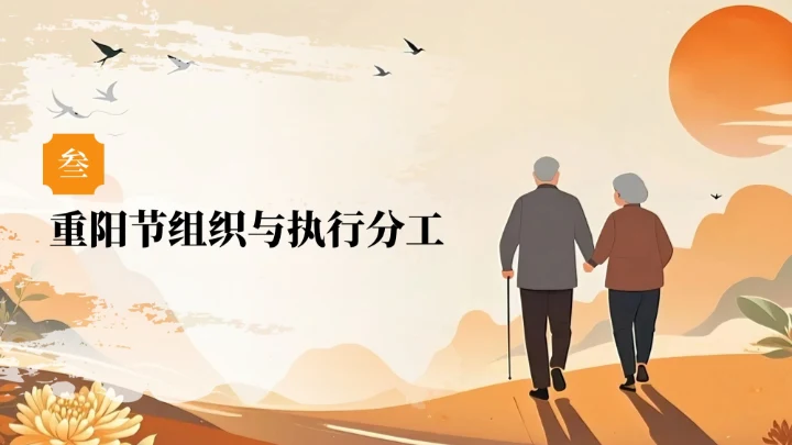 橙色复古风风重阳节敬老活动策划PPT模板