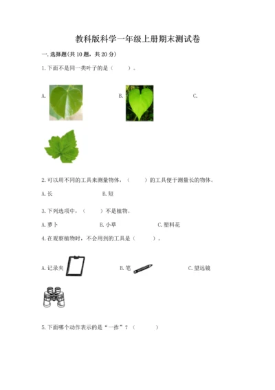 教科版科学一年级上册期末测试卷【满分必刷】.docx
