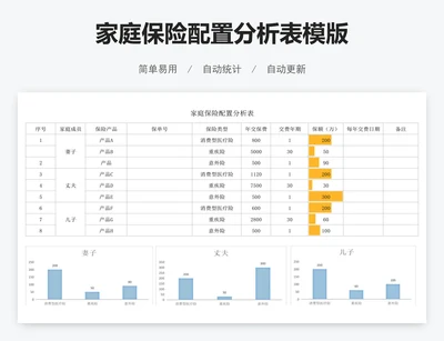 家庭保险配置分析表模版