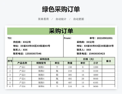 绿色采购订单