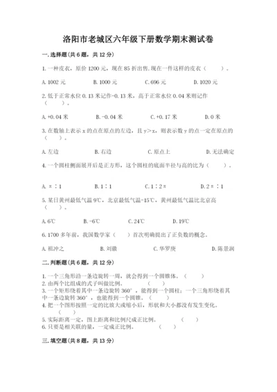 洛阳市老城区六年级下册数学期末测试卷a4版.docx