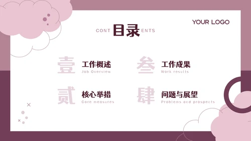 粉色简约留白教育教学工作汇报通用PPT模板