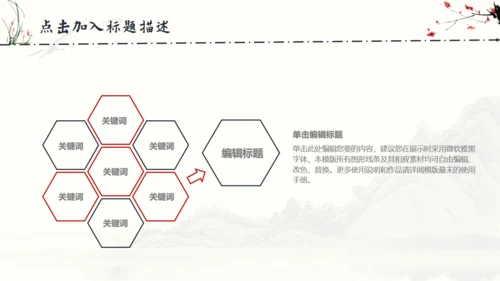 中国风梅花兰花山水通用PPT模板
