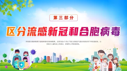 蓝色清新展板风合胞病毒健康教育冬季传染病预防动态PPT