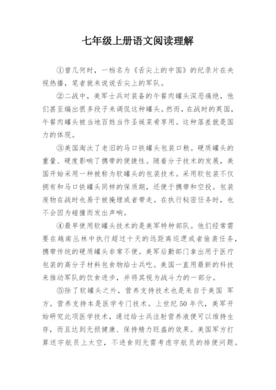 七年级上册语文阅读理解.docx