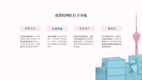 粉蓝色复古风成都旅游攻略