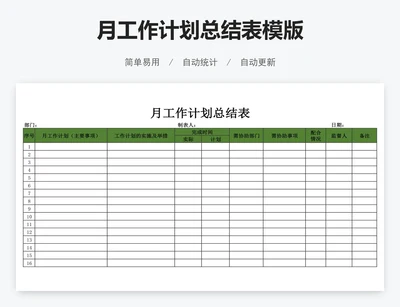 月工作计划总结表模版