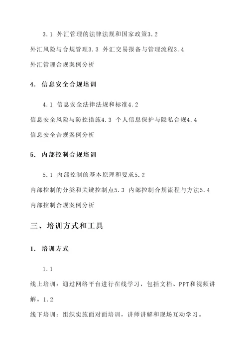 银行合规培训学习方案