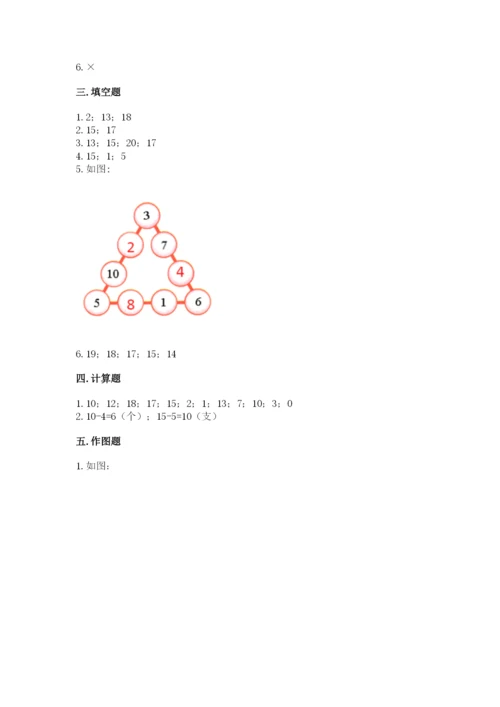 北京版一年级上册数学第七单元 认识11-20各数 测试卷a4版.docx