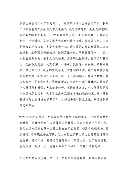 初中学校出纳工作总结
