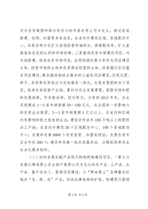 全省供销社系统项目建设指导意见.docx