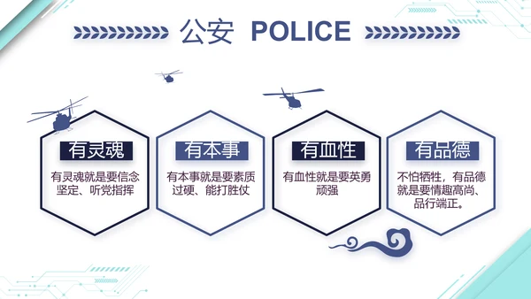 蓝色大气公安警察派出所演讲动态PPT模板