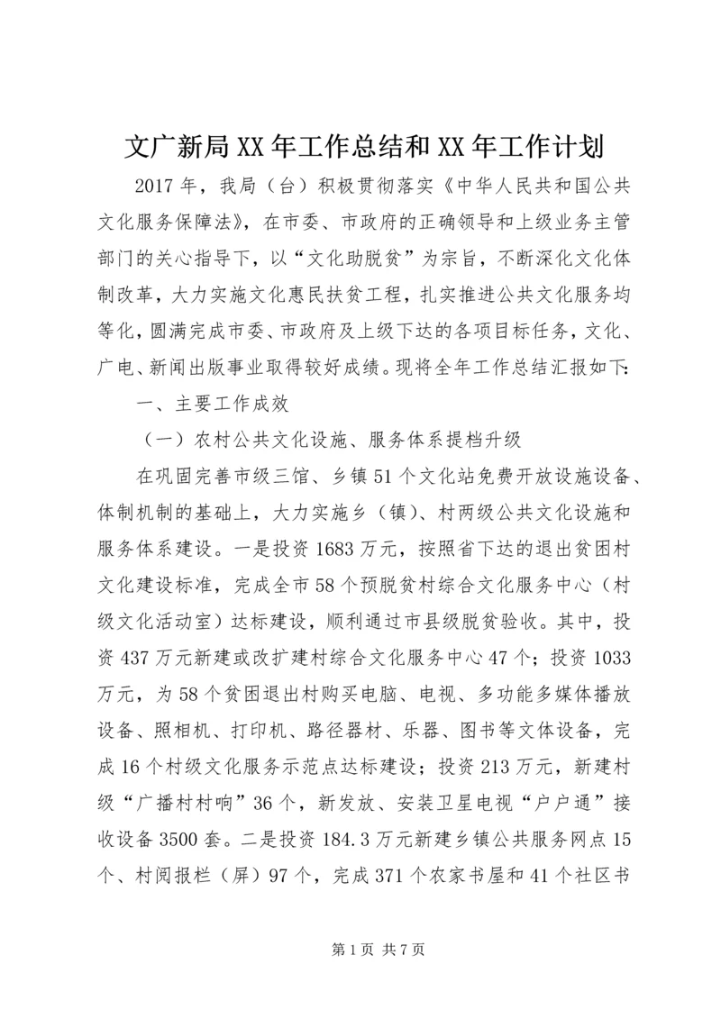 文广新局XX年工作总结和XX年工作计划.docx