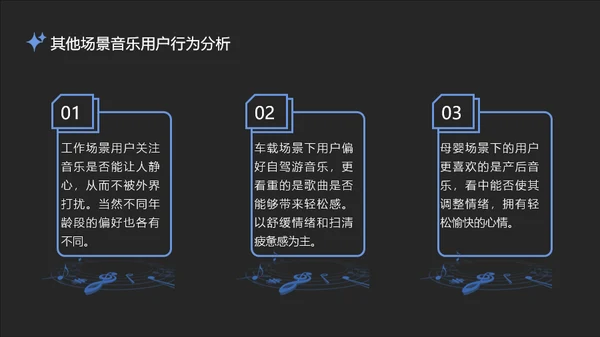 蓝黑微酸性场景音乐用户观察报告PPT模板